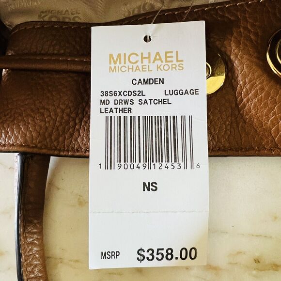 MICHAEL KORS Camden Luggage Brown Leather Medium Drawstring Satchel Shoulder Bag - Picture 9 of 9